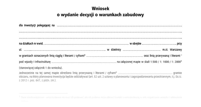 wniosek o wydanie decyzji o warunkach zabudowy