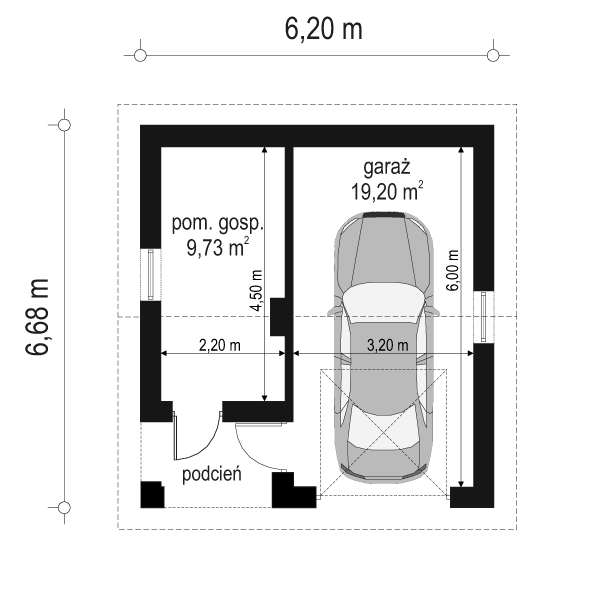 Garaż BG01 - rzut parteru