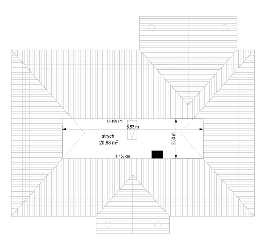 Dom na dębowej wariant B - rzut strychu