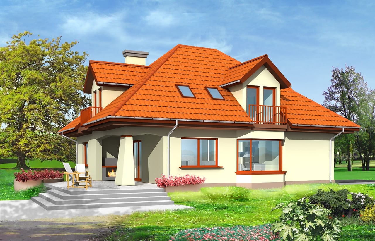 Projekt domu Agnieszka - wizualizacja tylna