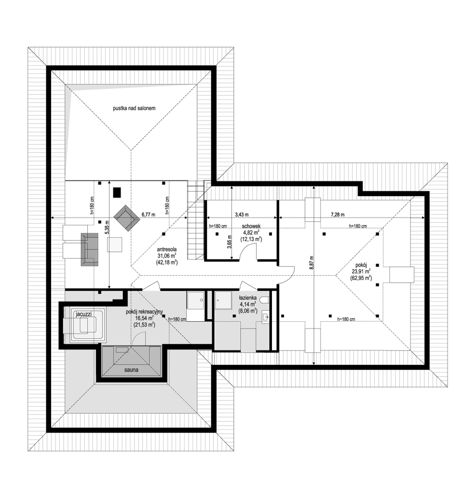 Projekt domu Parterowy 2 B - rzut poddasza