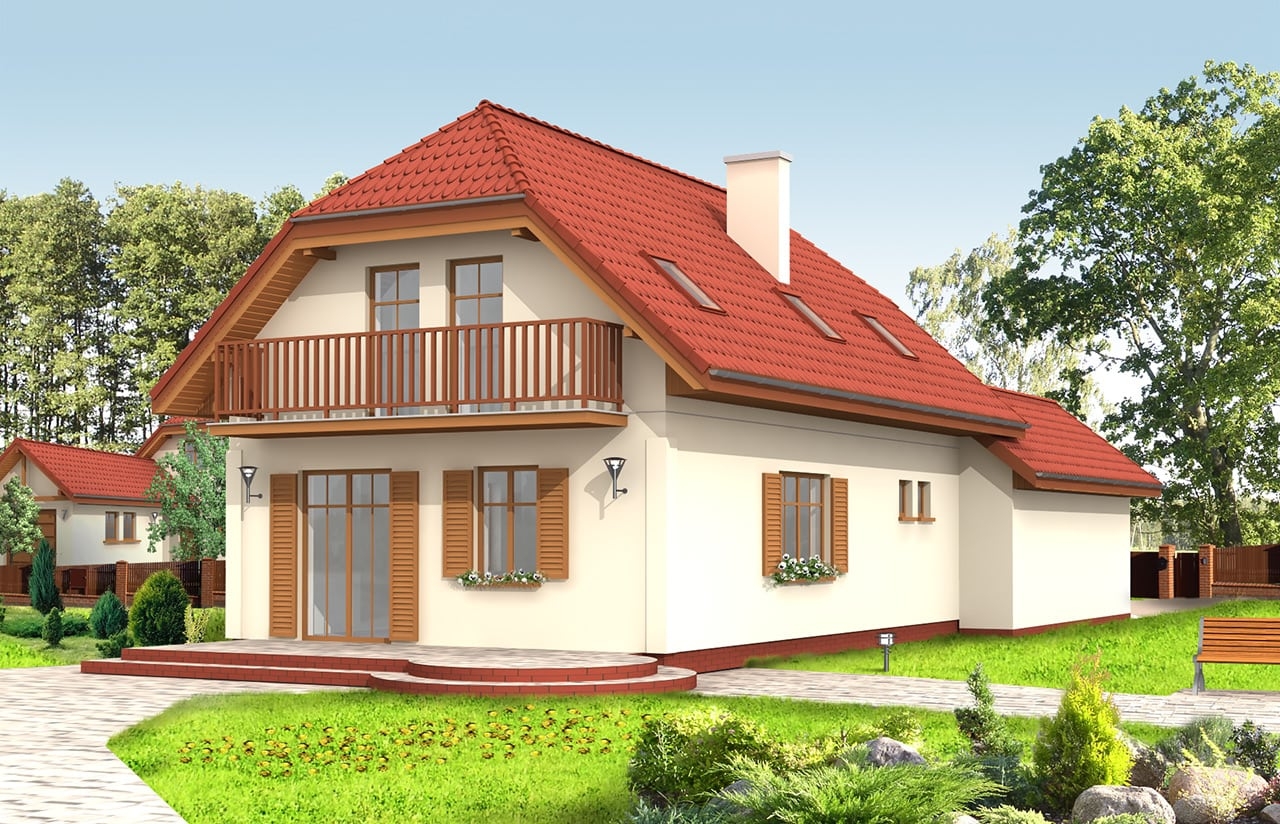 Projekt domu Pierwszy Dom 2 - wizualizacja tylna