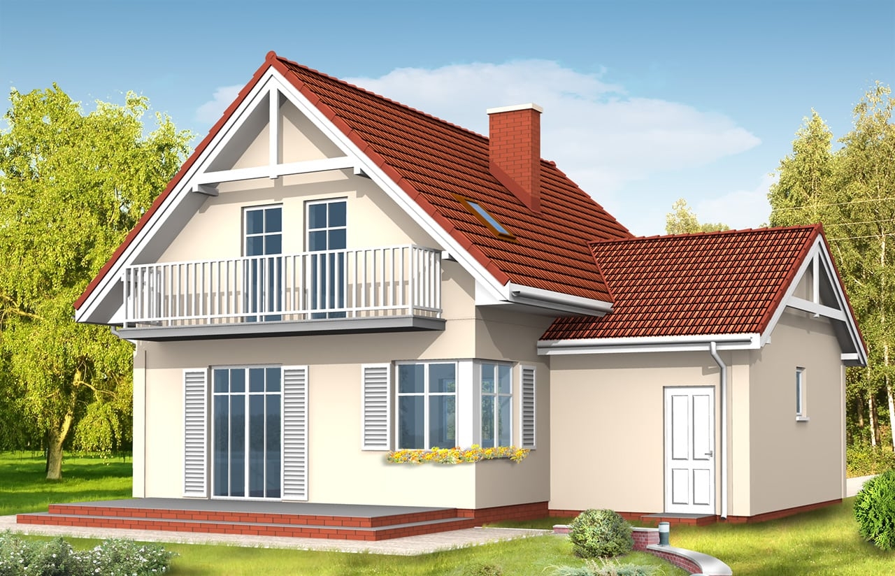 Projekt domu Pierwszy Dom 3 - wizualizacja tylna