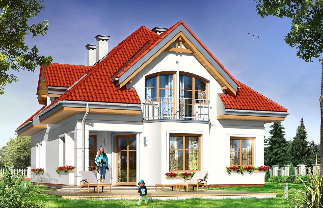 Projekt domu Weronika - wizualizacja tylna