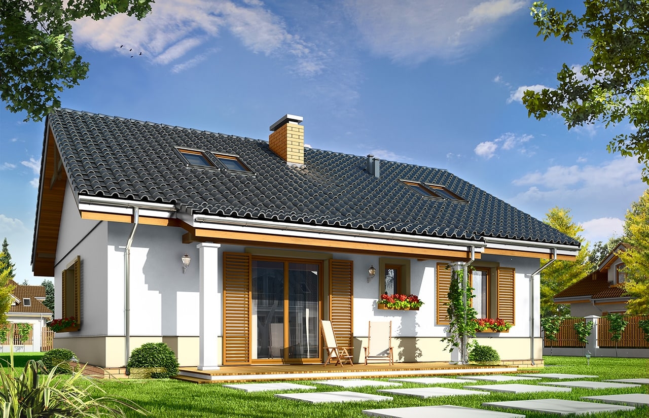 Projekt domu Żabka 3 - wizualizacja tylna
