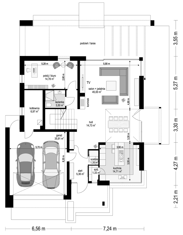 Projekt domu Amber  - rzut parteru