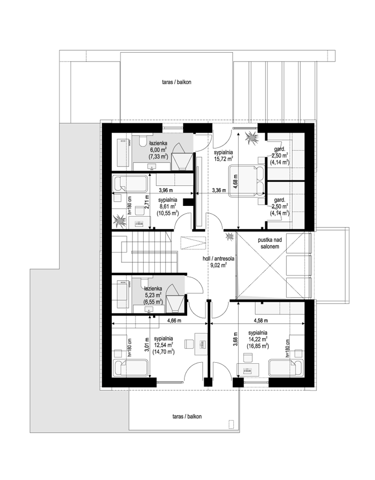 Projekt domu Amber 2  - rzut poddasza