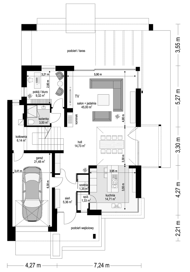 Projekt domu Amber 3  - rzut parteru