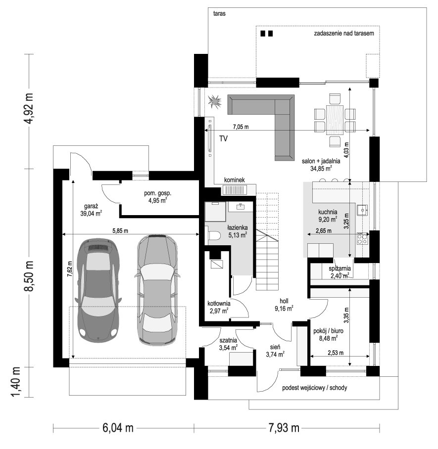 Projekt domu Amber 5 rzut parteru
