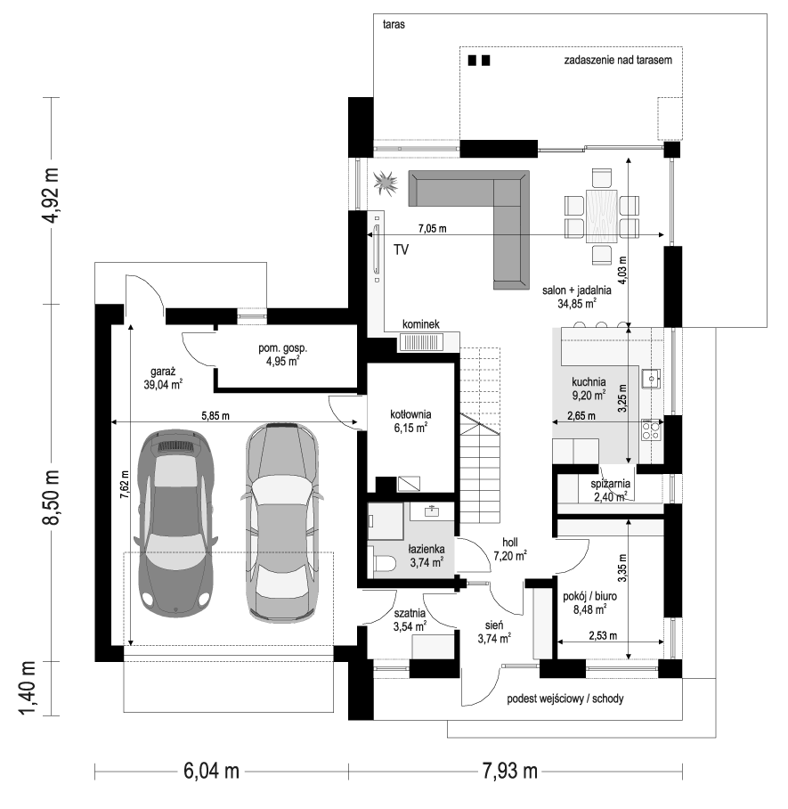 Projekt domu Amber 5 B rzut parteru