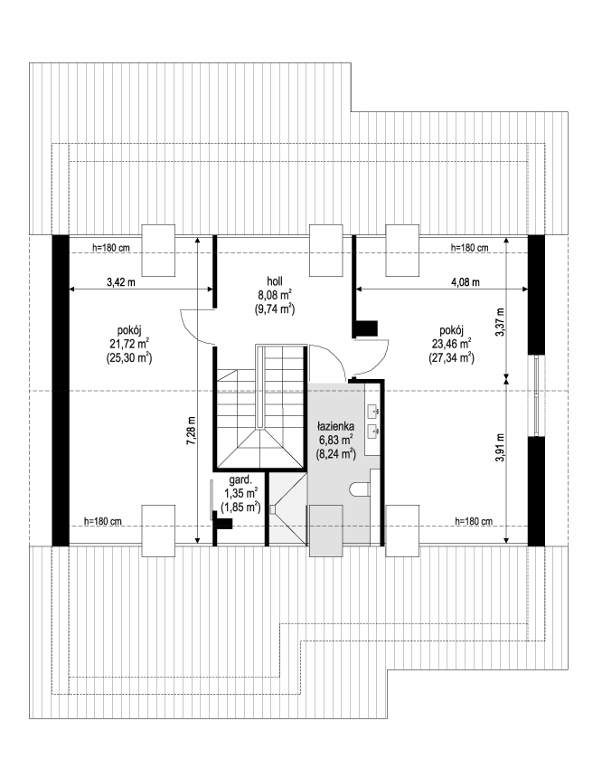 Projekt domu Ambitny - rzut poddasza