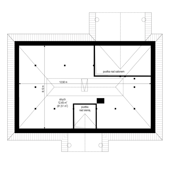 Dom na dębowej - rzut strychu