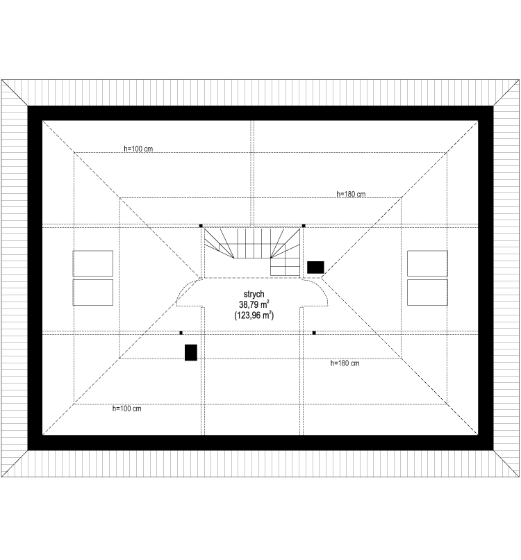 Projekt domu Dom na praktycznej 3 B - rzut strychu