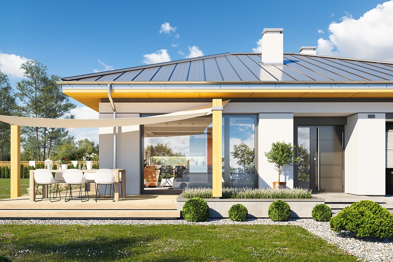 Projekt domu Dom na słonecznej - wizualizacja frontu