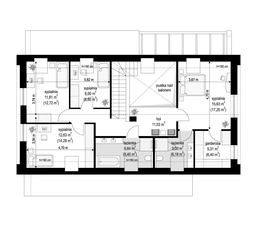 Projekt domu Dom na zgrabnej 3 - rzut poddasza