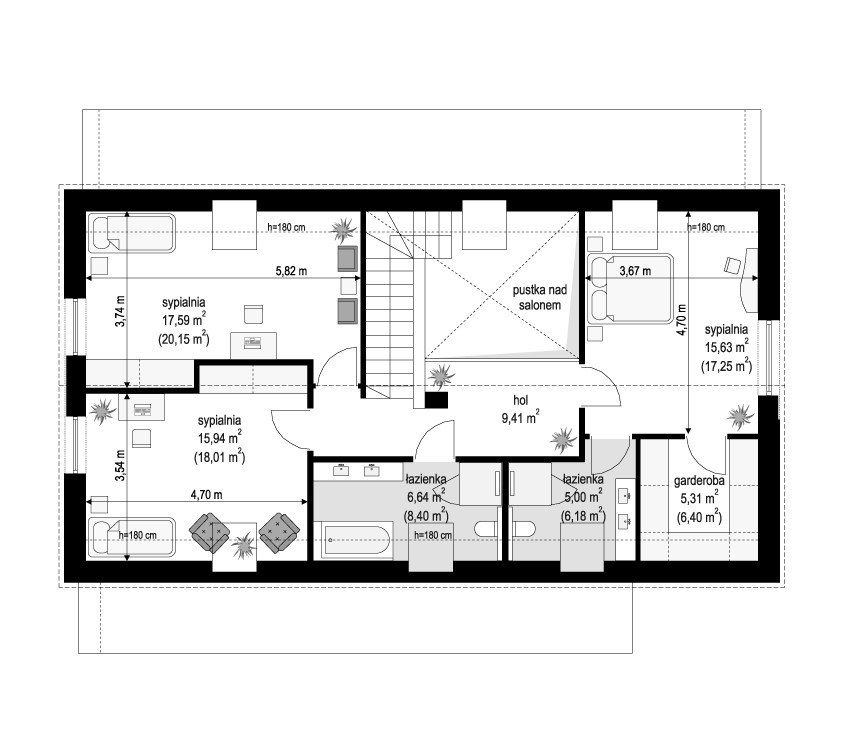 Projekt domu Dom na zgrabnej 4 - rzut poddasza