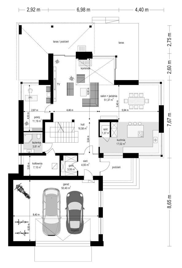 Dom z widokiem 3 F - rzut parteru