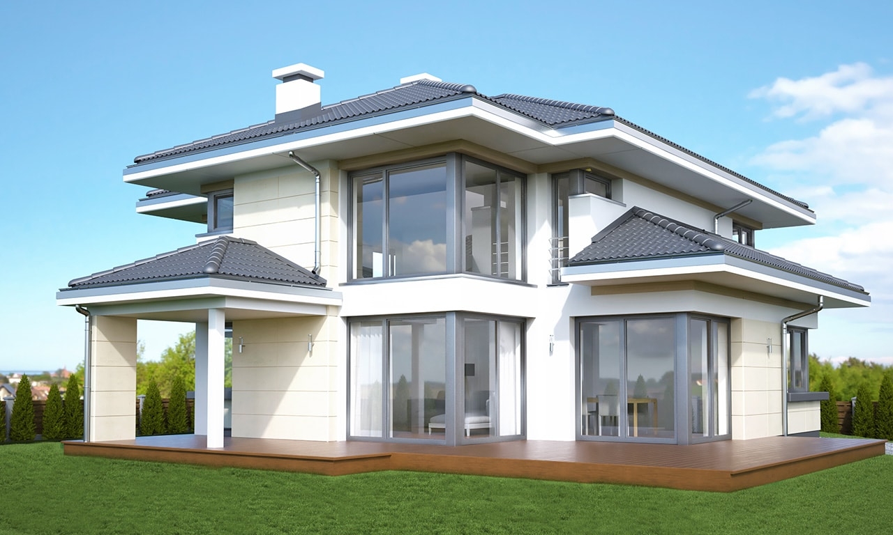 Projekt domu Dom z widokiem 3 wariant H wizualizacja tylna