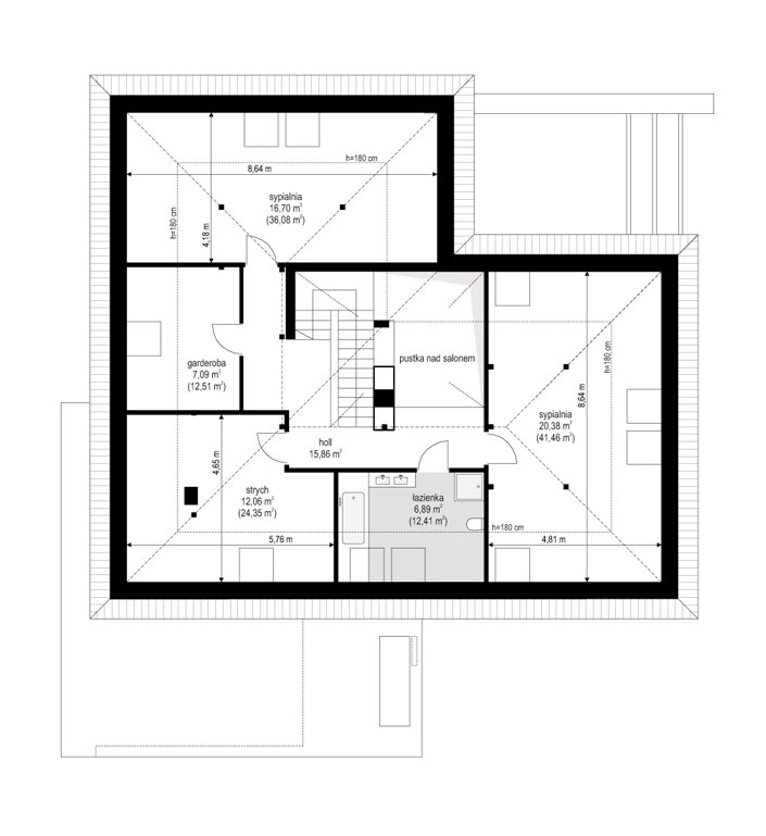 Projekt domu Hiacynt - rzut poddasza