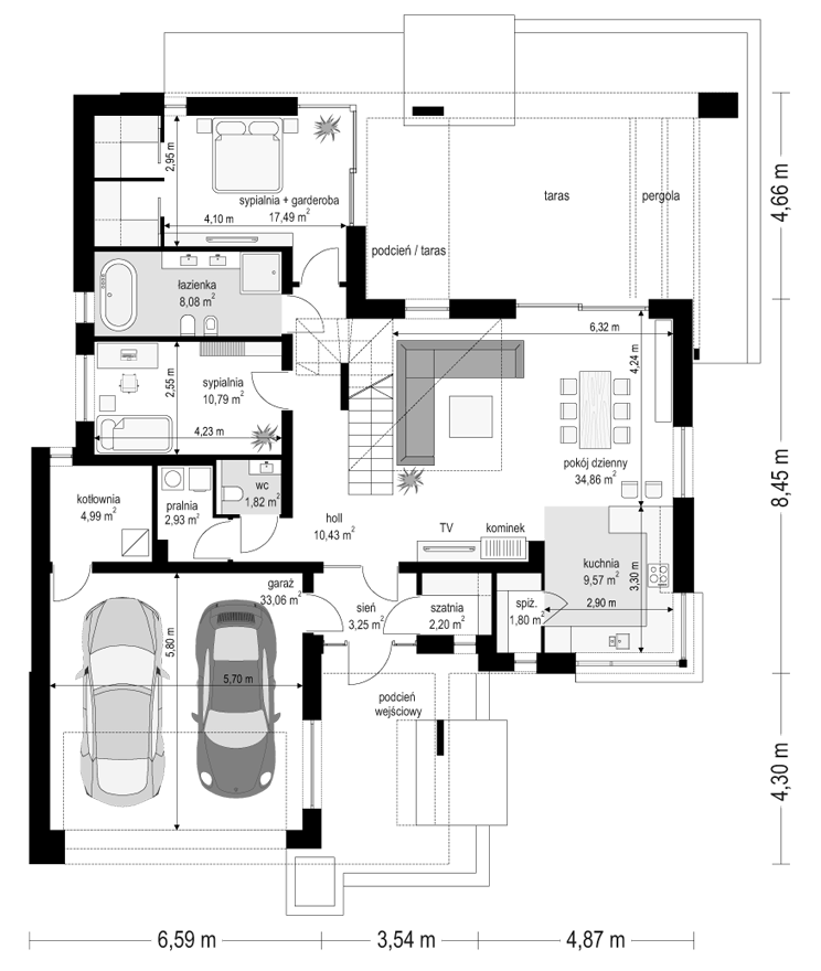 Projekt domu Hiacynt 3 - rzut parteru