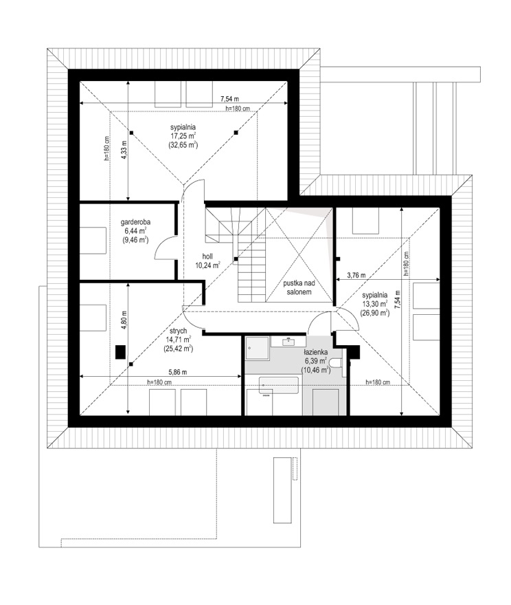 Projekt domu Hiacynt 3 - rzut poddasza