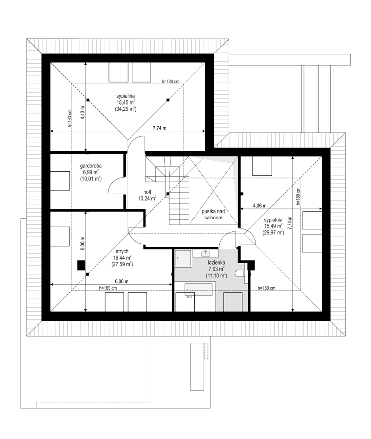 Projekt domu Hiacynt 4 - rzut poddasza