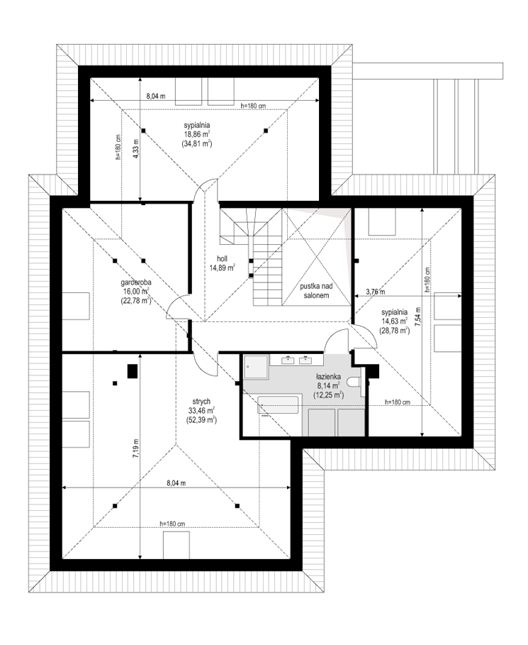 Projekt domu Hiacynt 6 - rzut poddasza