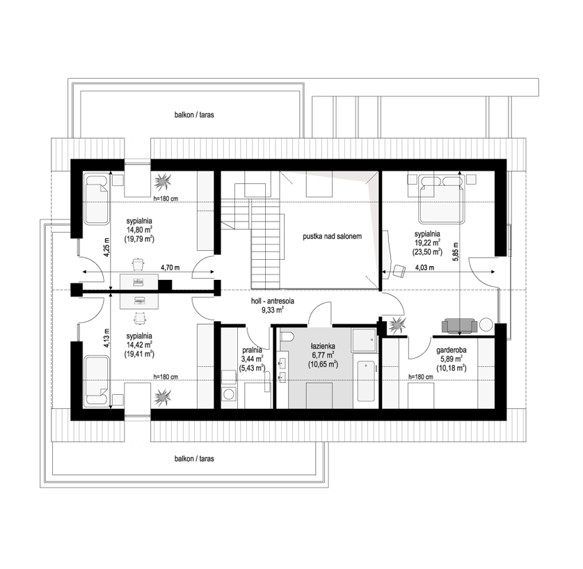 Projekt domu Hiacynt 7 B - rzut poddasza