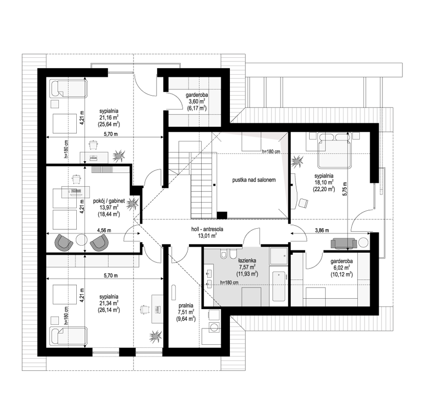 Projekt domu Hiacynt 8 - rzut poddasza