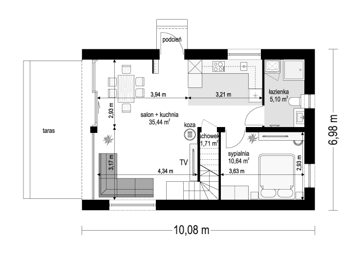Projekt domu MG 3 wariant 18 - rzut parteru