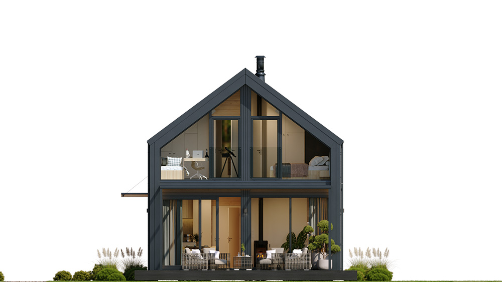 Projekt domu MG 3 wariant 18 drewniany elewacja