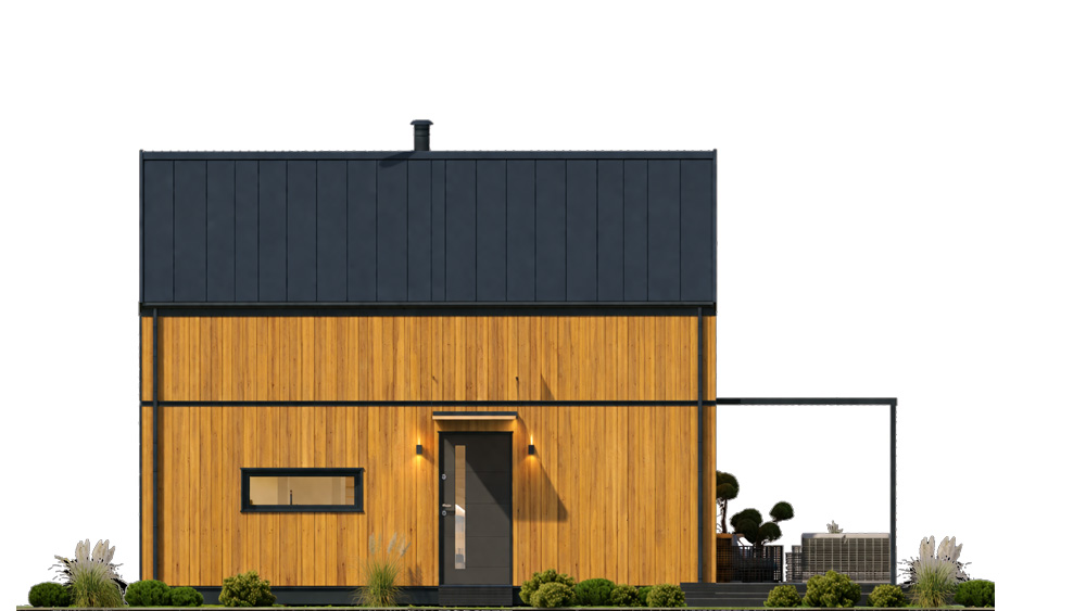 Projekt domu MG 3 wariant 18 drewniany elewacja