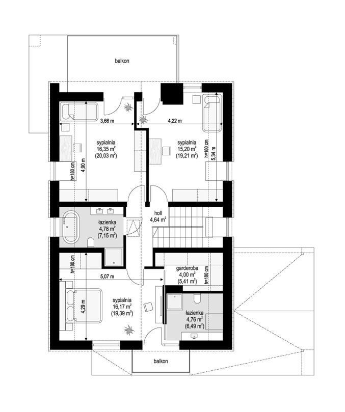 Projekt domu Miejski 3 - rzut poddasza