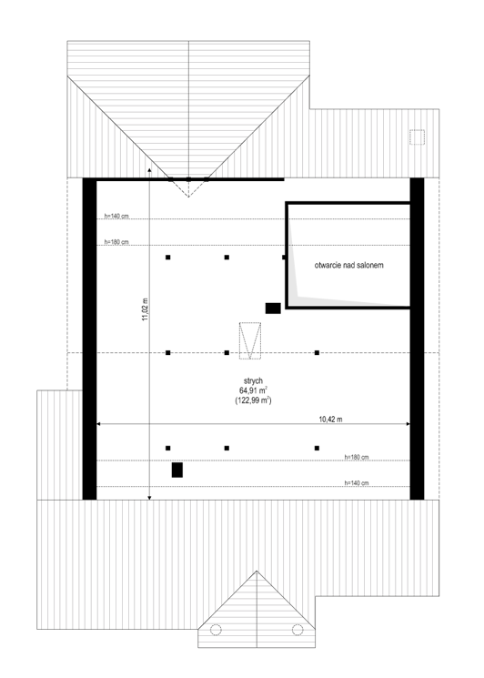 Parterowy wąski - rzut strychu