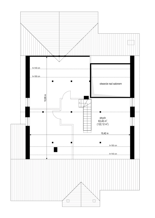Parterowy wąski 2 - rzut strychu