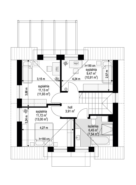 Projekt domu Przyjemny - rzut poddasza