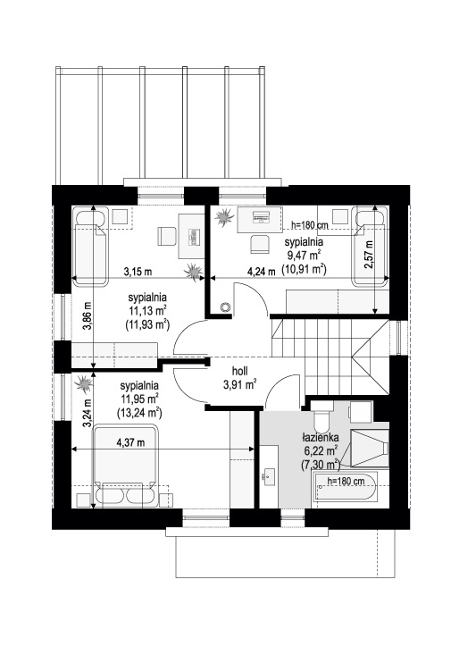 Projekt domu Przyjemny 3 - rzut poddasza
