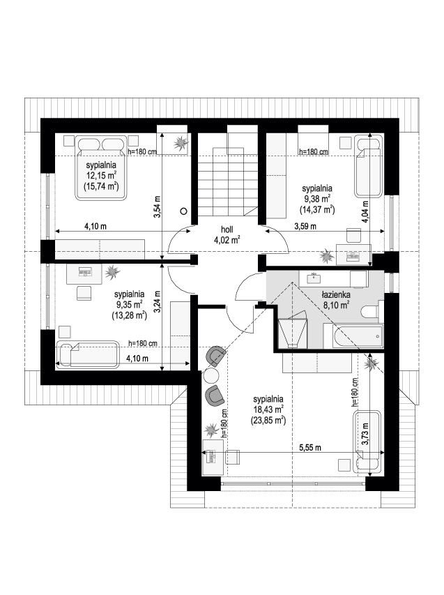 Projekt domu Przyjemny 8 rzut poddasza