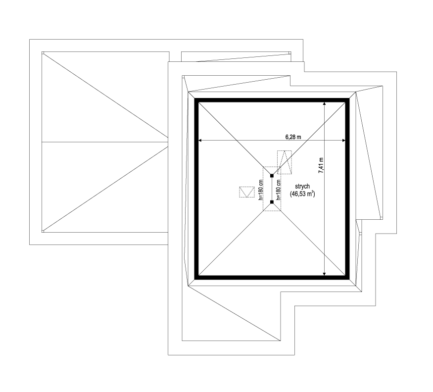 Projekt domu Qubik 2  - rzut strychu