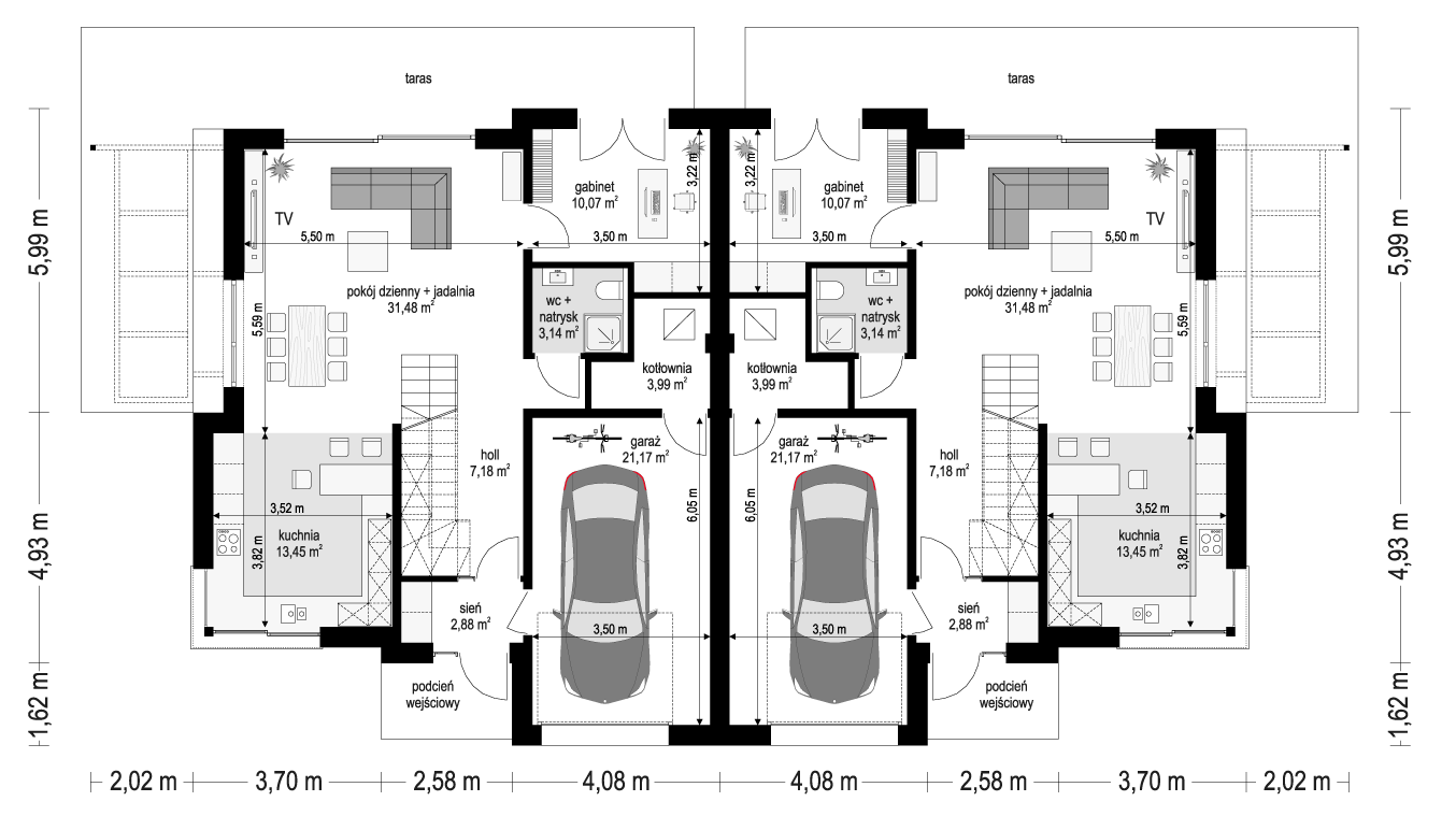 Projekt domu Qubik 3 - rzut parteru