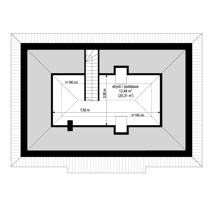 Projekt domu Sensowny 4 - rzut poddasza