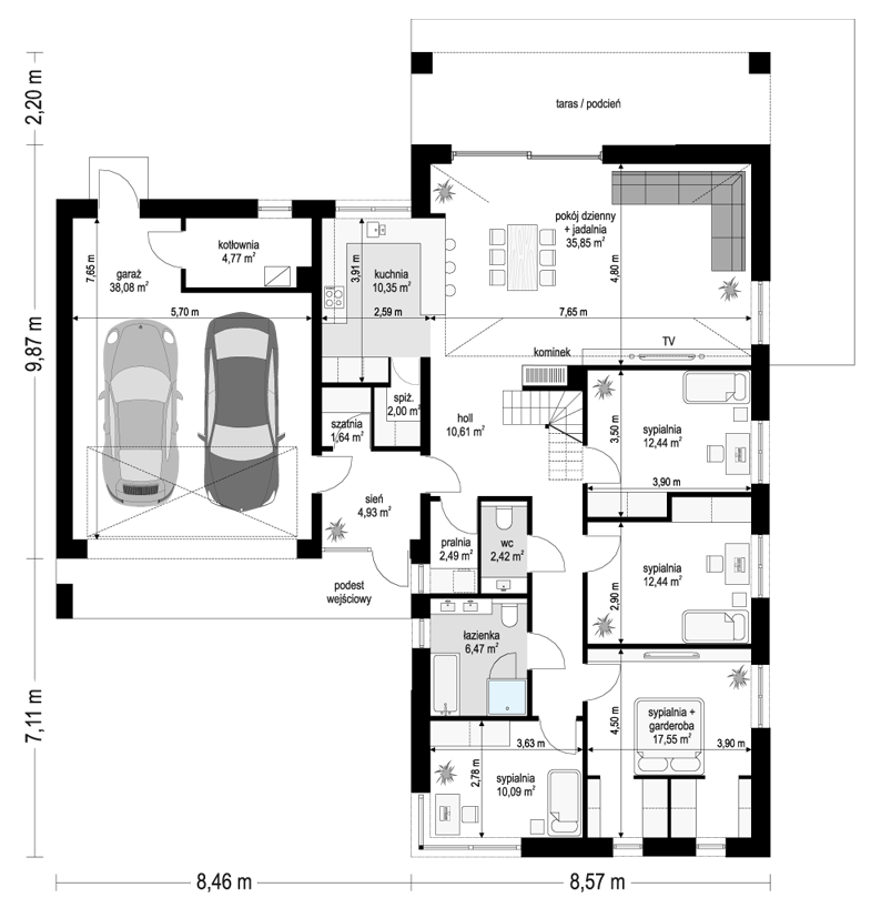 Projekt domu Sielanka 3 - rzut parteru