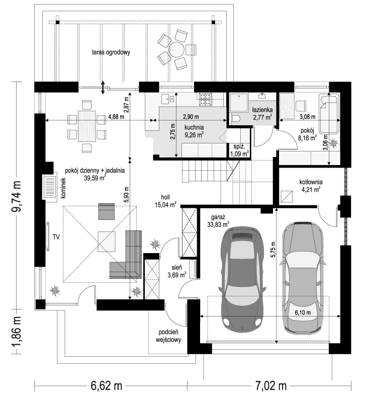 Projekt domu Tytan 5 - rzut parteru