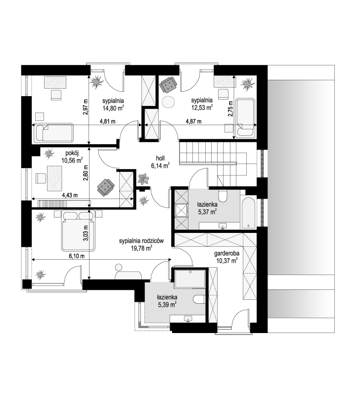 Projekt domu Tytan 5 - rzut piętra