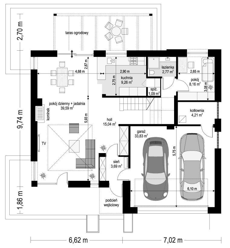 Projekt domu Tytan 6 - rzut parteru