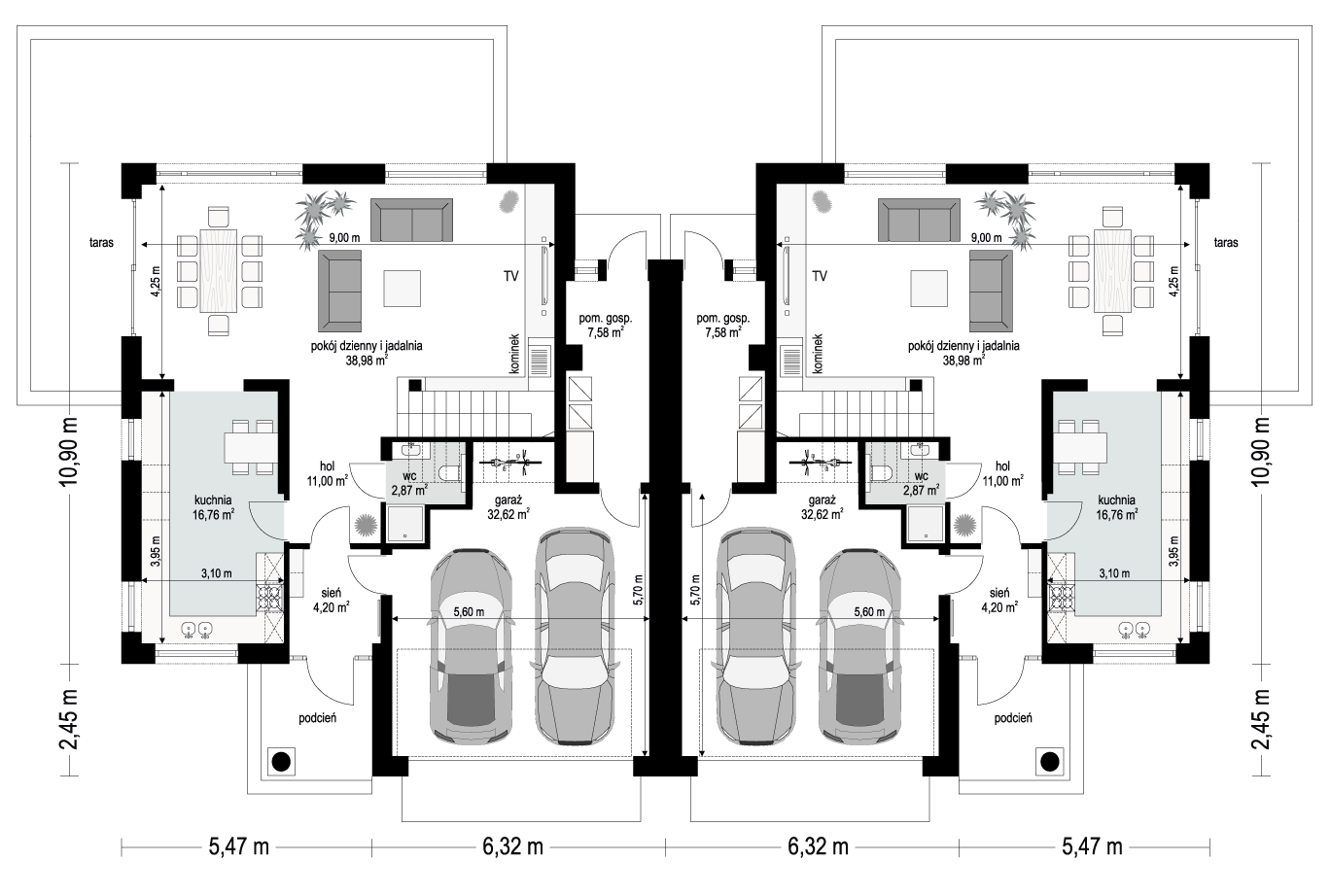 Projekt domu Willa diamentowa 2 rzut parteru