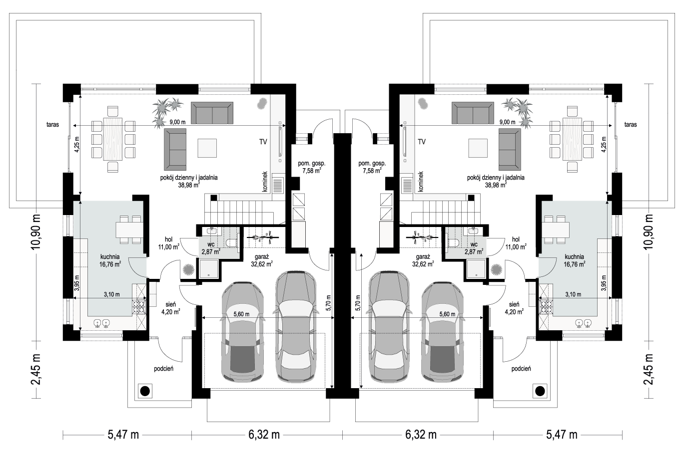 Projekt domu Willa diamentowa 2 B rzut parteru