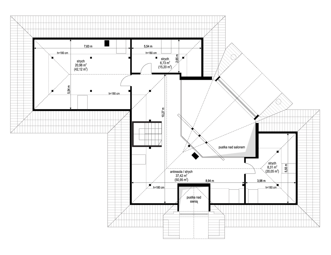 Projekt domu Willa parkowa 6 D - rzut strychu