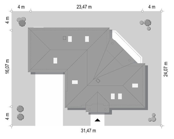 Projekt domu Willa parkowa 6 D - sytuacja