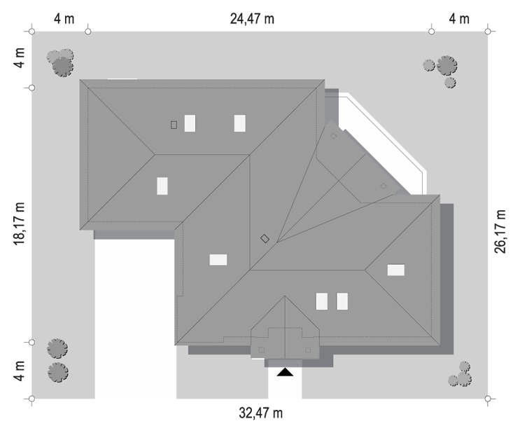 Projekt domu Willa parkowa 6 modern A - sytuacja